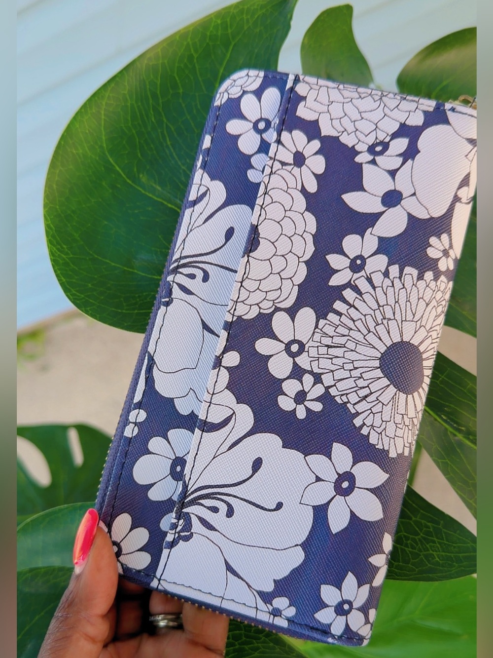 Trina Turk Black and Hot Pink Zip Wallet